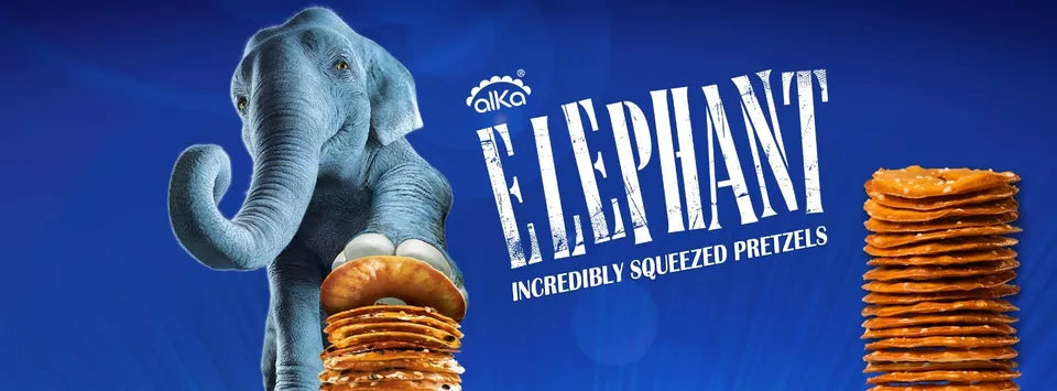 Elephant Squeezed Pretzels With Black and White Sesame | 80g Bags