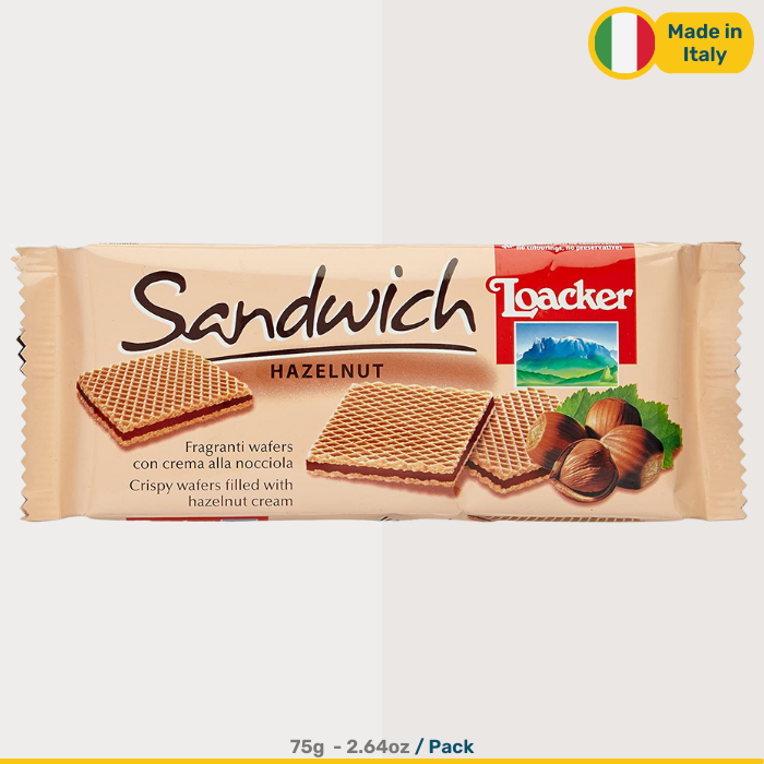 Loacker Sandwich Hazelnut Wafer | 75g Packs
