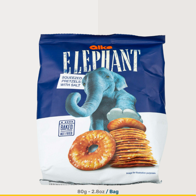 Elephant Squeezed Pretzels With Salt | 80g Bags