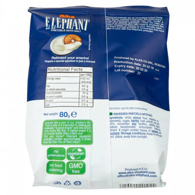 Elephant Squeezed Pretzels With Salt | 80g Bags