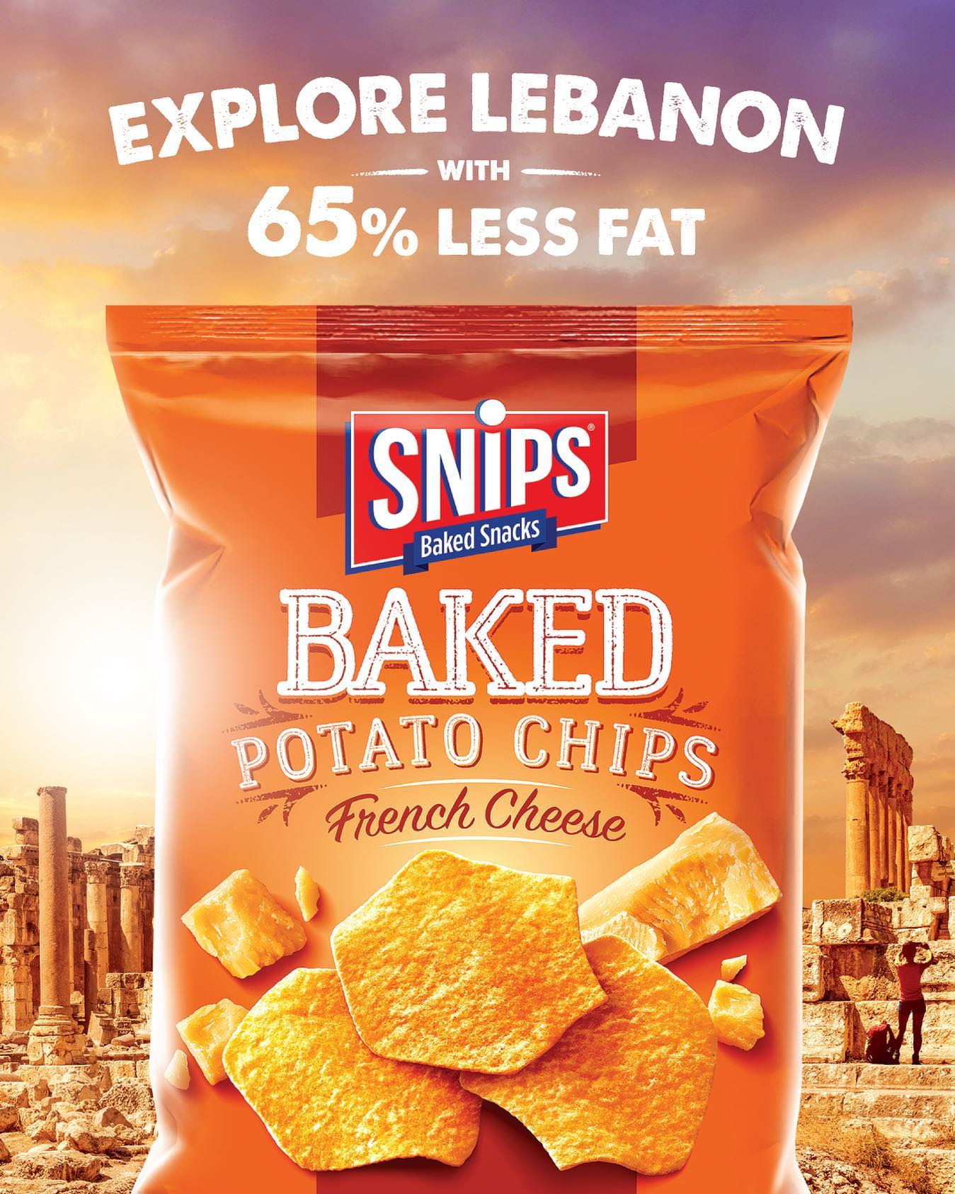 10 Pack X Snips Baked Potato Chips French Cheese Flavor ( 65% Less