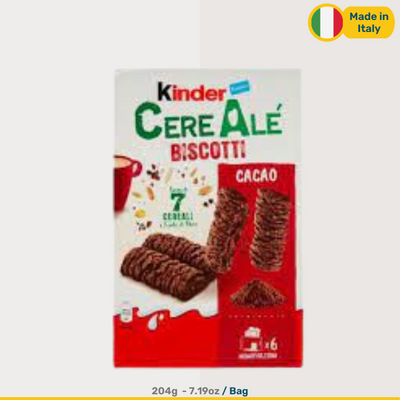 Kinder Kinder Cereale Biscotti Cacao | Box of 6 Bars | 204g Box