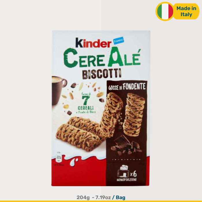 Kinder Kinder Cereale Biscotti Dark | Box of 6 Bars | 204g Box