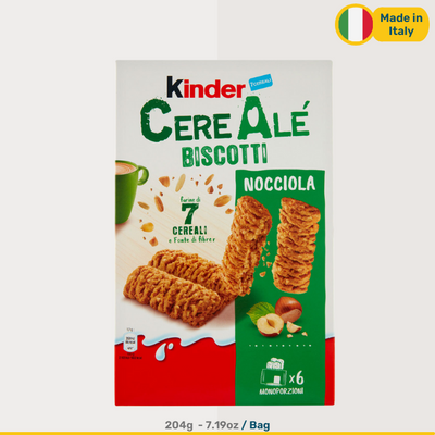 Kinder Kinder Cereale Biscotti Hazelnut | Box of 6 Bars | 204g Box