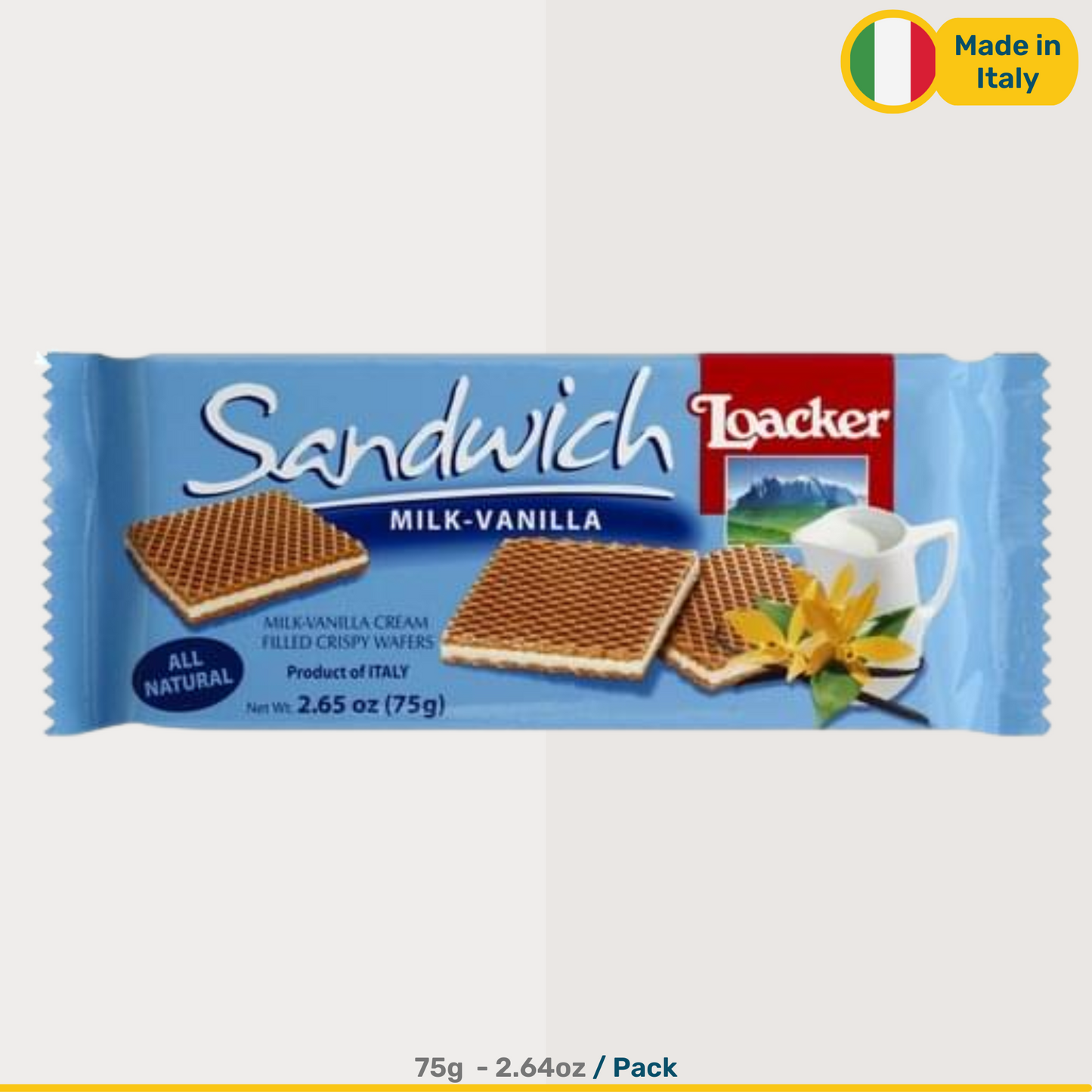 Loacker Sandwich Milk Vanilla Wafer | 75g Packs
