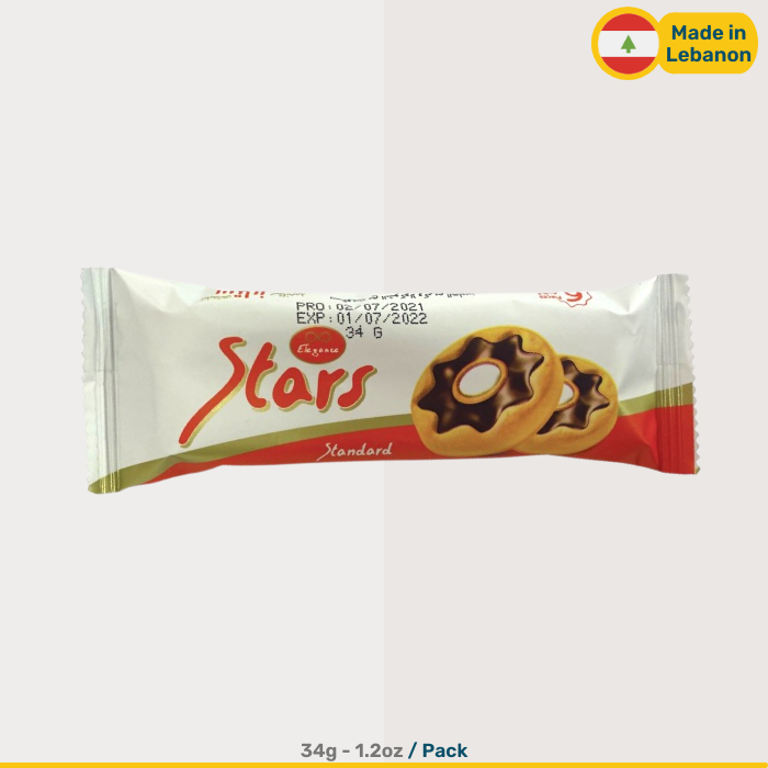 Elegance Stars Cookies Filled with Chocolate & Milk | 34g Packs