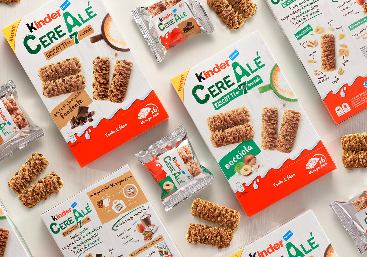 Kinder Kinder Cereale Biscotti Cacao | Box of 6 Bars | 204g Box